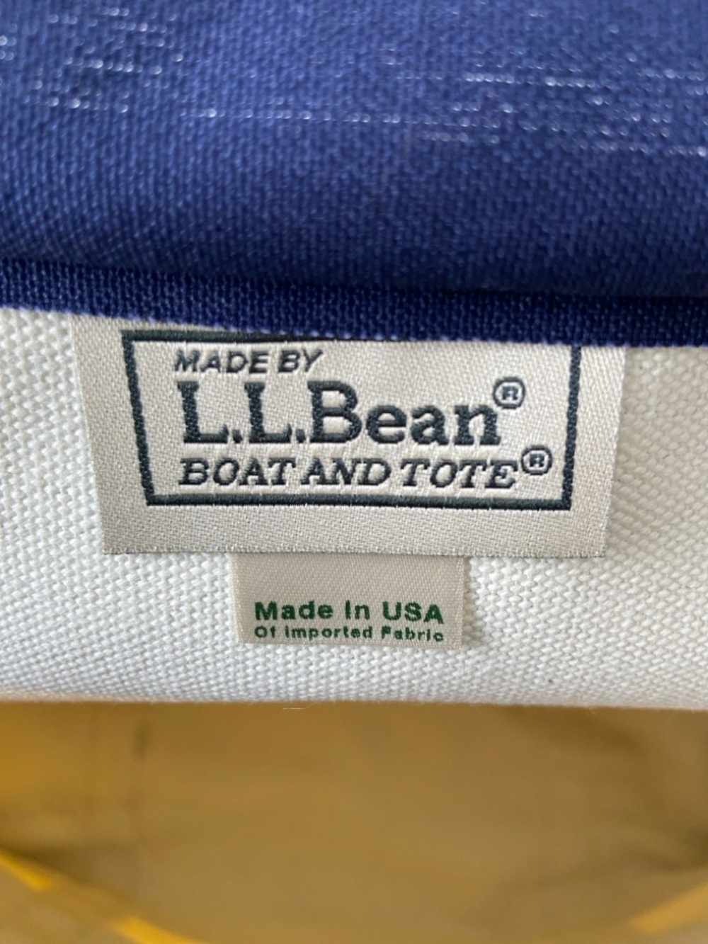 L.L. Bean 90s Yellow and Navy Striped Canvas Boat and Tote Bg - Picture 11 of 17